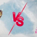 KKR vs RR: Kolkata Knight Riders (KKR) vs. Rajasthan Royals (RR) match-up promotional graphic with a VS symbol.