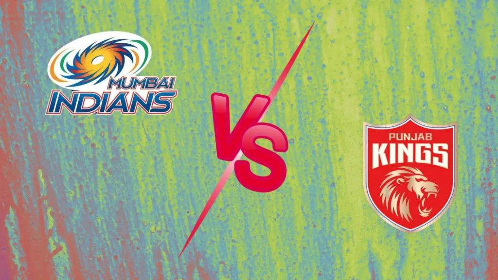 MI vs PBKS IPL 2026 Match 24 preview graphic featuring Mumbai Indians and Punjab Kings team logos on a colorful background.