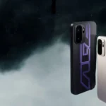 Rear view of two OnePlus Ace 6 Ultra gaming phones showcasing the purple-themed Ace Awakening and silver Metal Storm finishes against a smoky background.