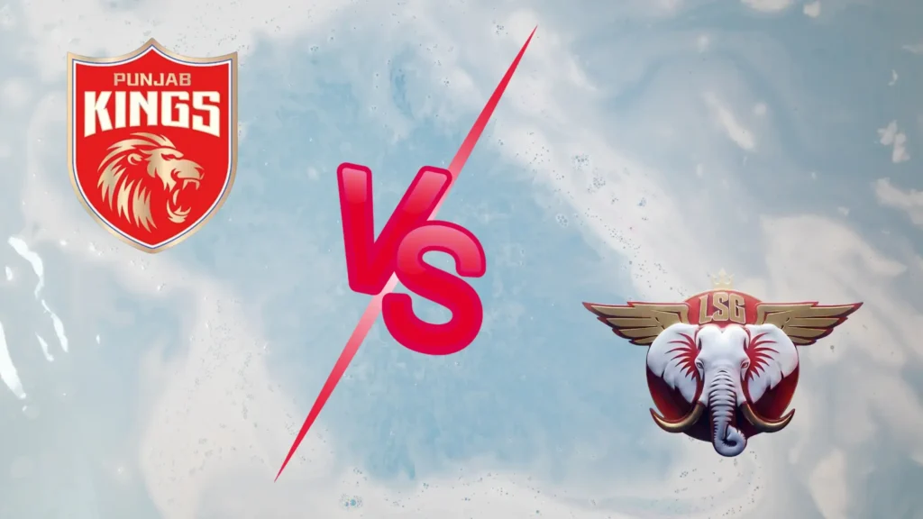 PBKS vs LSG: Punjab Kings vs Lucknow Super Giants IPL 2026 Match 29 promotional graphic featuring PBKS and LSG logos with a VS symbol.