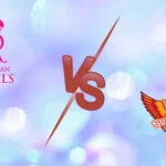 RR vs SRH: Rajasthan Royals and Sunrisers Hyderabad official logos on a soft blue bokeh background with a red "Vs" symbol for IPL 2026 Match 36 at Sawai Mansingh Stadium.