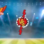 SRH vs KKR: Sunrisers Hyderabad vs Kolkata Knight Riders IPL 2026 Match 45 preview graphic with team logos on a floodlit stadium background.
