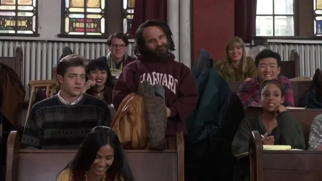 With Honors (1994) movie scene featuring Brendan Fraser and Joe Pesci in a Harvard classroom
