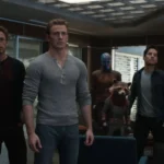 The surviving Avengers—including Captain America, Iron Man, Ant-Man, Rocket Raccoon, Nebula, Smart Hulk, War Machine, and Black Widow—stand together looking determined inside their headquarters in Avengers: Endgame.