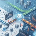 3D isometric illustration of email routing from a "New Dedicated IP" node, showing analytics charts with declining engagement trends and emails being diverted away from the inbox.